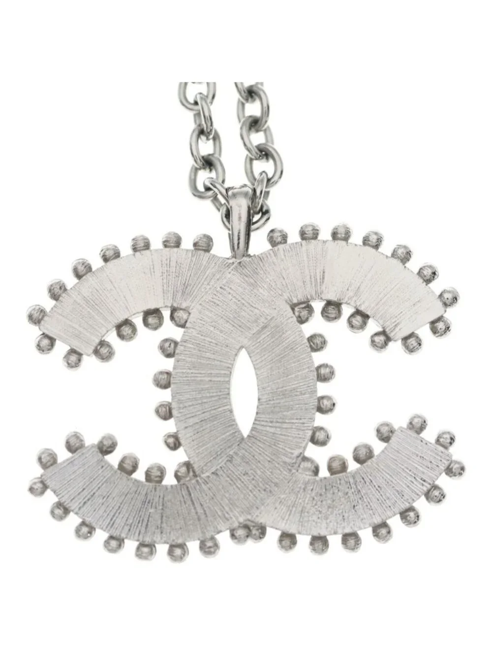 Chanel CC Logo Chain Necklace Silver